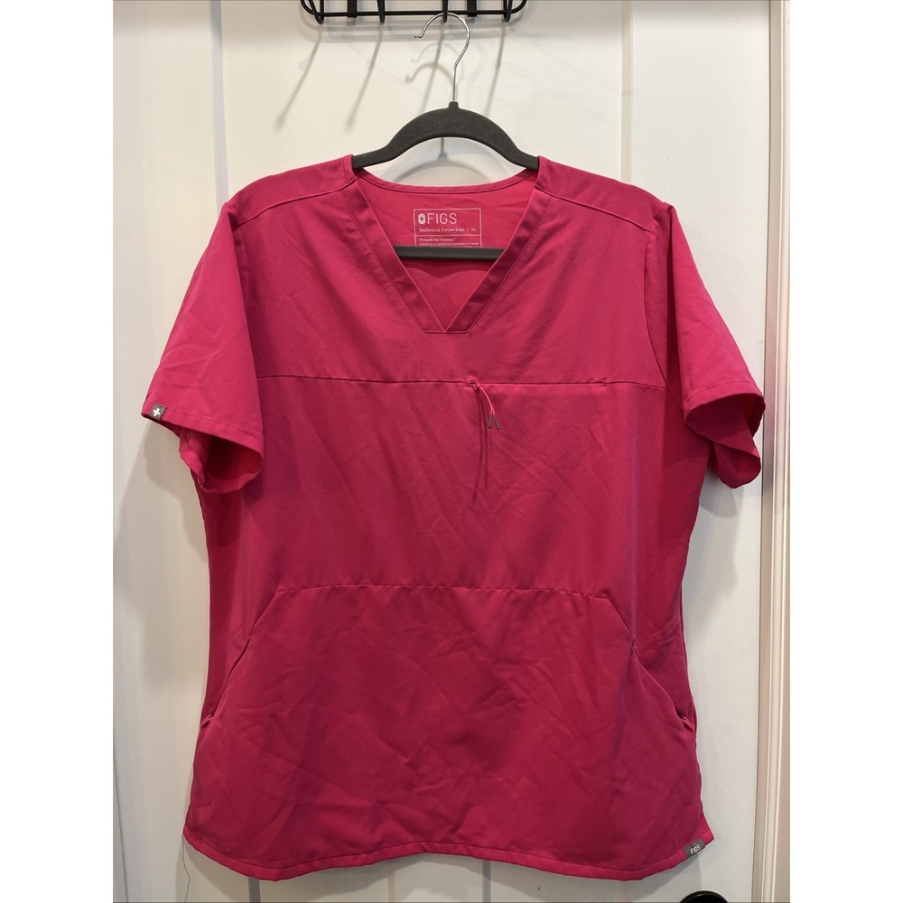 Figs Pink Scrub Top with Multiple Zip Pockets Size XL Style W21SW1013